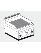 Fry top a gas da banco, 10,5kw, piastra doppia liscia cromata, consumo gas 0,265m³/h - sup. di cottura cm 55x56 - cm 60x65x29h