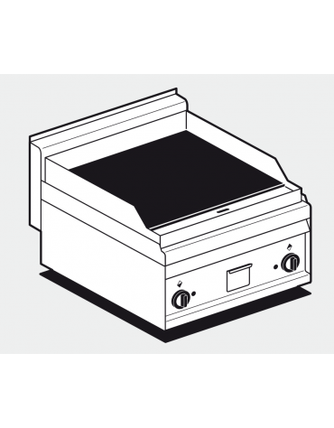 Fry top elettrico trifase-4,1kw da banco, piastra doppia in vetroceramica liscia cm 55x49, r. temp. 50 a 300 °C - dim. 60x65x29h