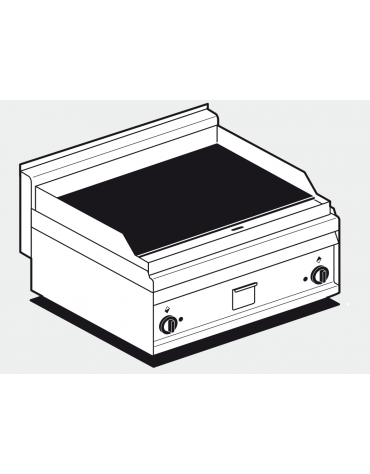 Fry top elettrico trifase-5,6kw da banco, piastra doppia in vetroceramica liscia cm 75x49, r. temp. 50 a 300 °C - dim. 80x65x29h