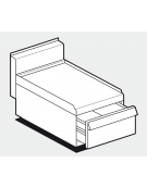 Piano di lavoro in acciaio inox CrNi 18/10 AISI 304 con alzatina posteriore, cassetto e bacinella GN 1/1 - cm 40x65x29h