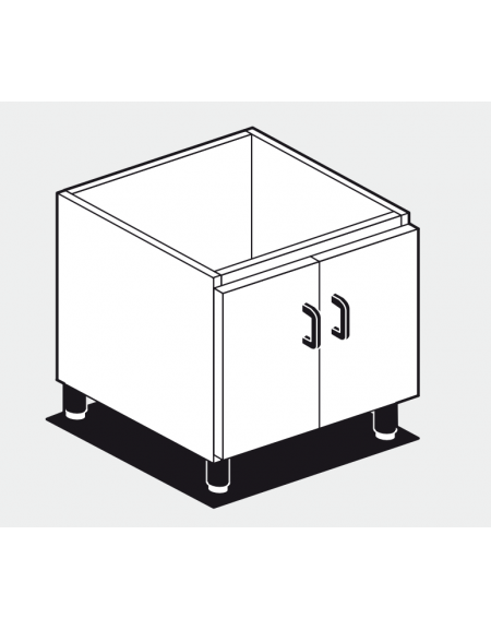 Base neutra con 2 porte per uso professionale in acciaio inox CrNi 18/10 AISI 304, cm 60x56,5x58h