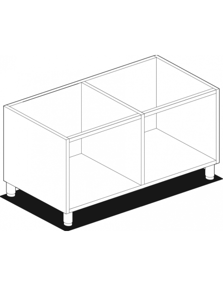 Base neutra a giorno per uso professionale in acciaio inox CrNi 18/10 AISI 304, cm 100x 53,5x 58h