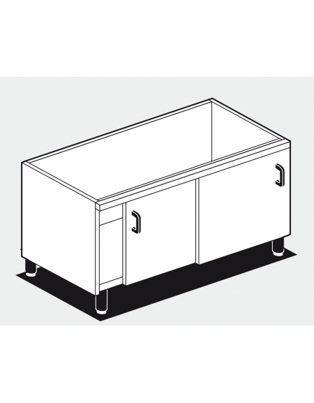 Base neutra con porte scorrevoli per uso professionale in acciaio inox CrNi 18/10 AISI 304, cm 200x 56,5x 58h