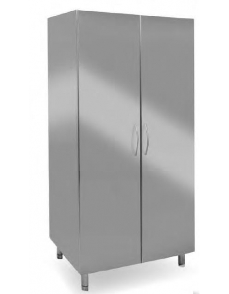 Armadio sala operatoria inox + vetro,  2 ante con serratura, ripiani in vetro, 4 piedini - cm 100x48x190h