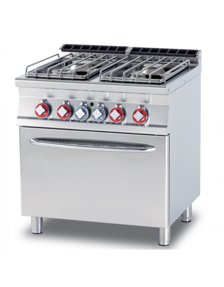 Cucina a gas 4 fuochi su forno a gas statico, camera cm 67x55x34h, 1 griglia - cm 80x70,5x90h