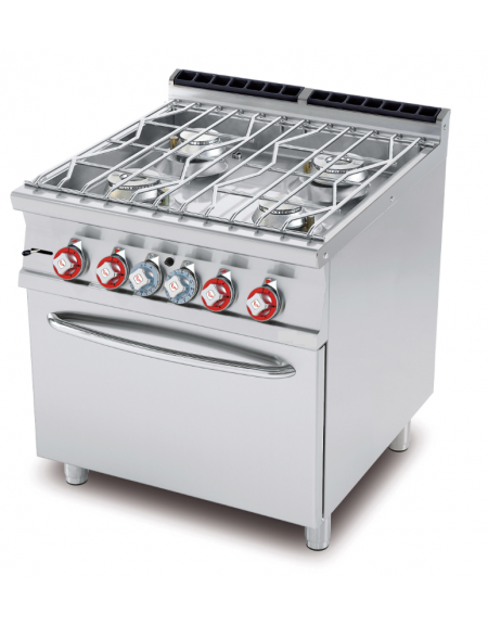 Cucina acqua a gas 4 fuochi su forno a gas statico, camera cm 67x55x34h, 1 griglia - cm 80x70,5x90h