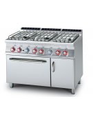 Cucina a gas 6 fuochi su forno a gas statico, camera cm 67x55x34h, 1 griglia - cm 120x70,5x90h