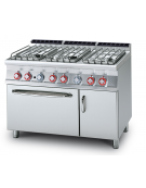 Cucina a gas 6 fuochi su forno elettrico statico, camera cm 67x55x34h, 1 vano neutro - cm 120x70,5x90h