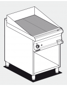 Fry top elettrico trifase-7,4kw su mobile a giorno piastra rigata - dim. 60x70,5x90h