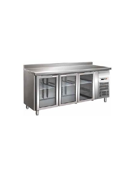 Tavolo refrigerato con alzatina 3 Porte a vetro cm. 176,5x70x85h