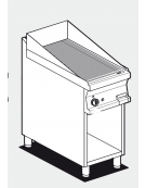 Fry top a gas su mobile a giorno7 kw, piastra singola rigata - piastra cm 36x51  - dim. 40x70,5x90h