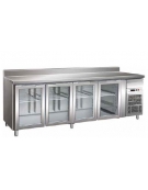 Tavolo refrigerato con alzatina 4 Porte a vetro cm. 223x70x85h