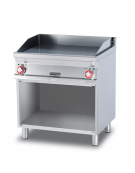 Fry top elettrico trifase-11,1kw su mobile a giorno piastra doppia rigata cromata cm 76x51 - dim. 80x70,5x90h