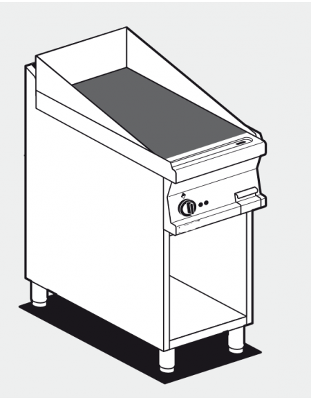 Fry top elettrico trifase-2,7kw su mobile a giorno piastra singola in vetroceramica cm 36x51 - dim. 40x70,5x90h