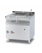 Brasiera a gas su mobile, 1 vasca 50 litri ribaltabile automatico, fondo inox con coperchio - cm 80x70,5x90h