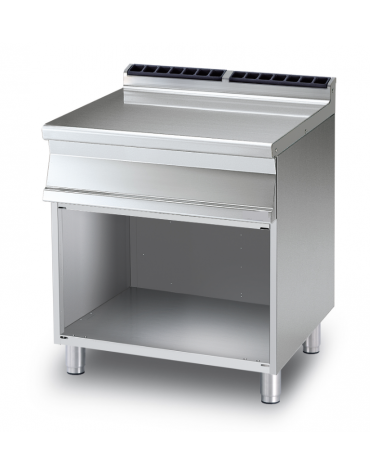 Piano di lavoro in acciaio inox CrNi 18/10 AISI 304 su vano aperto - cm 80x70,5x90h