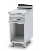 Piano di lavoro inox AISI 304 su mobile a giorno - 1 cassetto, 1 bacinella inox cm 19x50x15h - dim. tot. cm 30x70,5x90h