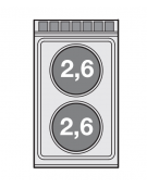 Piano di cottura da bancoin acciaio inox CrNi 18/10 AISI 304 trifase-5,2kw, 2 piastre tonde - cm 40x70,5x28h