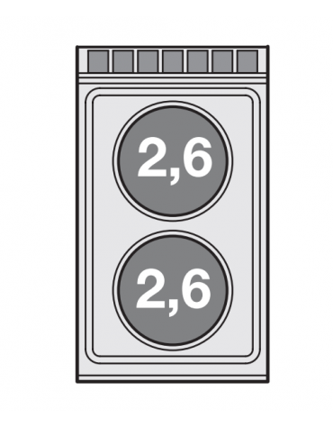 Piano di cottura da bancoin acciaio inox CrNi 18/10 AISI 304 trifase-5,2kw, 2 piastre tonde - cm 40x70,5x28h