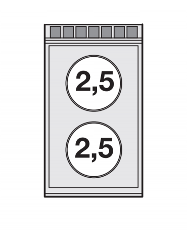 Piano di cottura da banco inox CrNi 18/10 AISI 304 trifase-5kw, 2 zone di cottura cm 35x57 in vetroceramica  - cm 40x70,5x28h