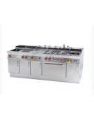 Piano di cottura in acciaio inox CrNi 18/10 AISI 304 a gas 4 fuochi - potenza gas: 22 kW - 18.920 kcal/h - cm 80x70,5x28h