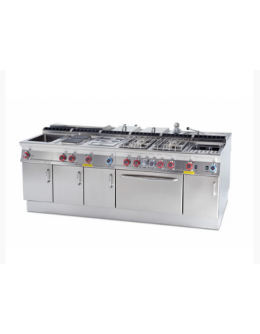 Paellero a gas in acciaio inox CrNi 18/10 AISI 304 - potenza gas: 11,5 kW - 9.890 kcal/h - cm 80x70,5x28h