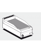 Fry top a gas da banco, 7kw, piastra rigata cromata,  superficie di cottura cm 36x51 - cm 40x70,5x28h