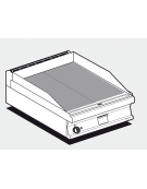 Fry top a gas da banco, 10,5kw, piastra rigata,  superficie di cottura cm 56x51 - cm 60x70,5x28h