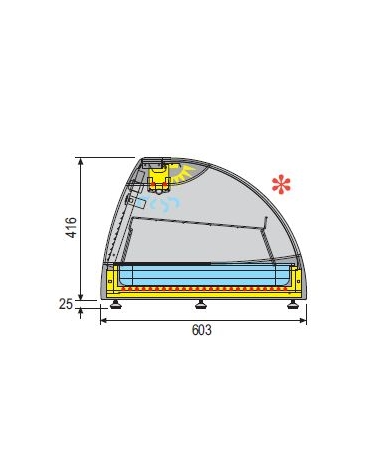 Espositore Da Banco refrigerato per sushi bacinelle GN1/3 E GN/1/1 Dim.mm L1005XP603XH441