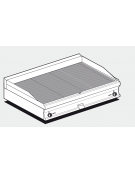 Fry top elettrico trifase-14,8kw da banco, piastra doppia rigata cm 116x51, r. temp. 50 a 300 °C - dim. 120x70,5x28h