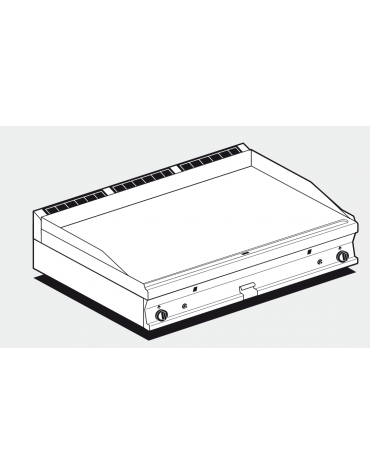 Fry top a gas da banco, 21kw, piastra doppia liscia cromata, superficie di cottura cm 116x51 - cm 120x70,5x28h