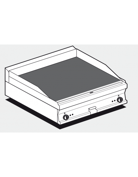 Fry top elettrico trifase-5,4kw da banco, piastra in vetroceramica cm 76x51, r. temp. 50 a 300 °C - dim. 80x70,5x28h