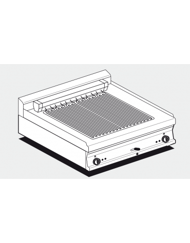 Griglia elettrica da banco trifase-8,16kw,  griglia con 2  zone di cottura diretta su resistenza inox cm 55x43 - cm 80x70,5x28h