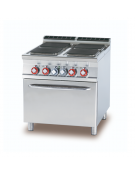 Cucina elettrica trifase-22,7kw, 4 piastre quadre su forno elettrico statico, camera cm 67x73x34h - cm 80x 90x 90h