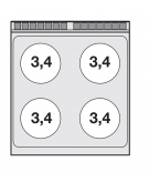 Cucina elettrica trifase-18,92kw, 4 piastre in vetroceramica su forno elettrico ventilato, camera cm 55x36x34h - cm 80x 90x 90h