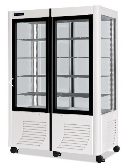 Vetrina verticale gelateria doppia porta Litri 800-ILLUMINAZIONEA LED-COLORE ORO - cm 127x70x187h